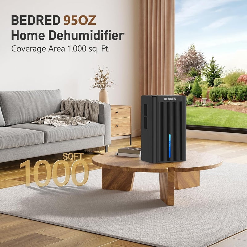 BEDRED Dehumidifier,95OZ Dehumidifier for Home 1000 Sq.Ft - Quiet with Auto Shut Off & Relaxing 7 Color Ambient Light,Ideal for Livingroom, Bedroom, Basement(Black) - Image 2